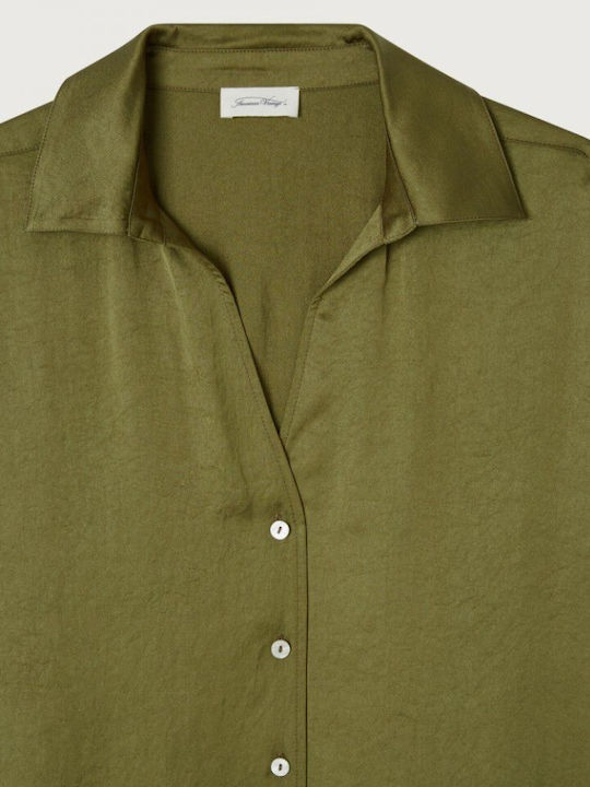 American Vintage Women's Silky Long Sleeve Shirt Green