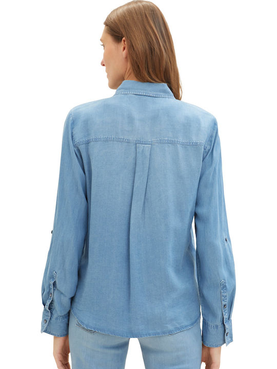 Langärmelig Damen Denim Hemd Gray