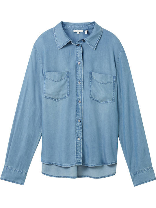 Langärmelig Damen Denim Hemd Gray