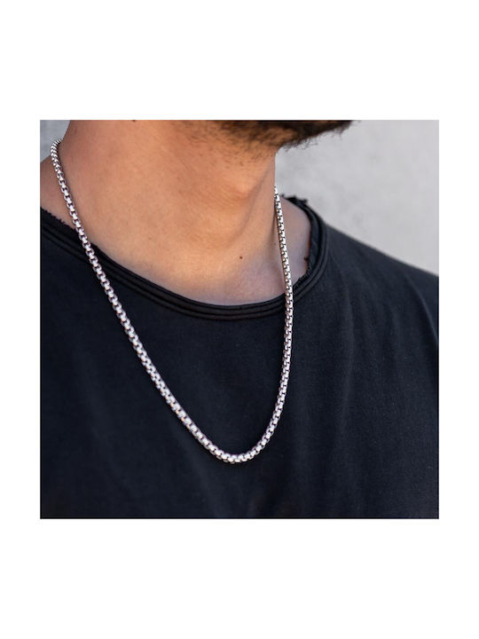 Piercing.gr Herren Kette Nacken aus Stahl Dünn Dicke 4mm und Länge 70cm