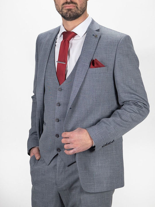 Boston Men's Summer Suit with Vest Gray