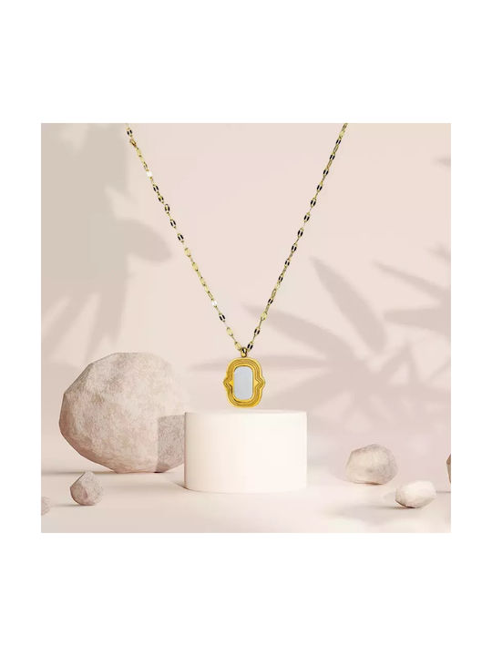 Gold necklace with white motif