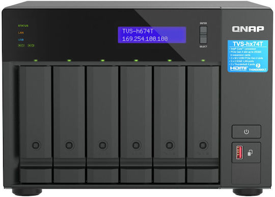 QNap TVS-h674T NAS Tower με 6 θέσεις για HDD/M.2/SSD και 2 θύρες Ethernet