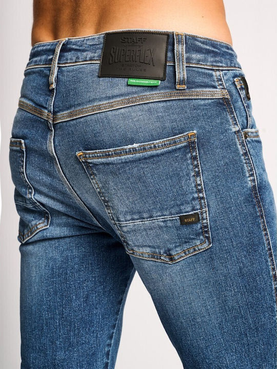 Sapphire Ανδρικό Παντελόνι Τζιν Ελαστικό με Slim Tapered Εφαρμογή Μπλε