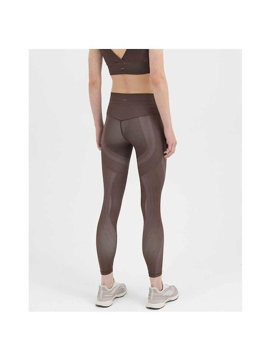 4F Yoga Frauen Lang Leggings Hochgeschnitten Braun