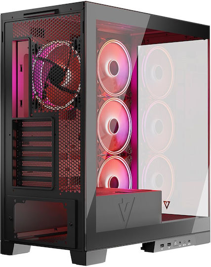 Modecom Volcano Space Apex ARGB Gaming Midi Tower Κουτί Υπολογιστή με Πλαϊνό Παράθυρο Μαύρο