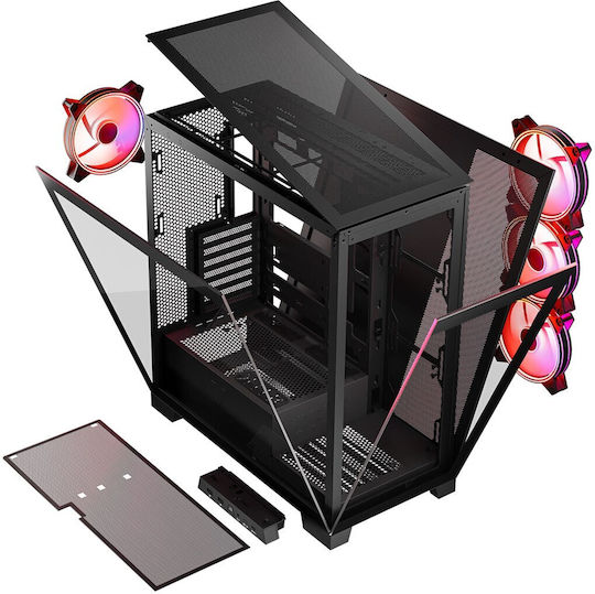 Modecom Volcano Space Apex ARGB Gaming Midi Tower Κουτί Υπολογιστή με Πλαϊνό Παράθυρο Μαύρο