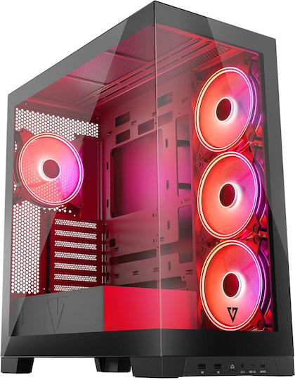 Modecom Volcano Space Apex ARGB Gaming Midi Tower Κουτί Υπολογιστή με Πλαϊνό Παράθυρο Μαύρο