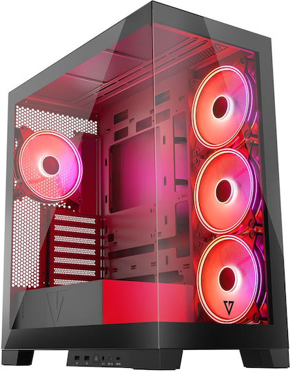 Modecom Volcano Space Apex ARGB Gaming Midi Tower Κουτί Υπολογιστή με Πλαϊνό Παράθυρο Μαύρο