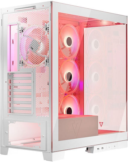 Modecom Volcano Space Apex ARGB Геймърско Midi Tower Компютърна Кутия с Страничен Прозорец Бяла