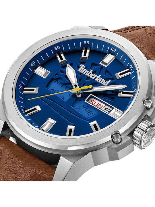 Timberland Ανδρικό Ρολόι 46mm Μπαταρίας με Καφέ Δερμάτινο Λουράκι