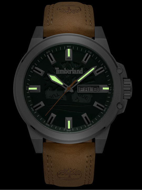 Timberland Ανδρικό Ρολόι 46mm Μπαταρίας με Καφέ Δερμάτινο Λουράκι