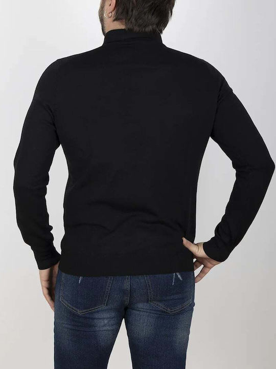 La Fileria Men's Long Sleeve Blouse Polo Black