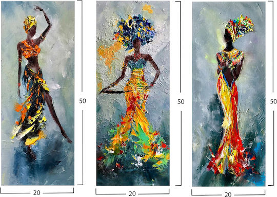 HomeMarkt African Τρίπτυχος Πίνακας Ξύλινος 60x50cm