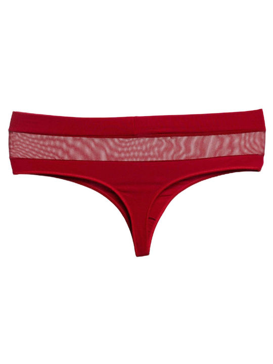 String mit hoher Taille und Taillenband | 883 BORDO