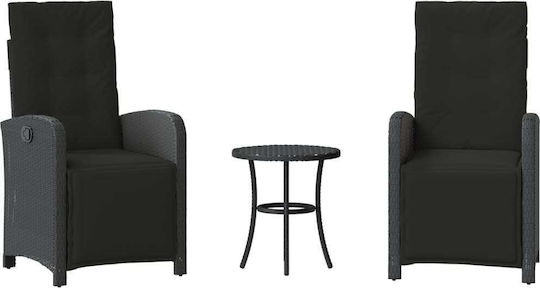 3-Piece Living Room Set Black with Pillows 3-Piece Living Room Set Black with Pillows