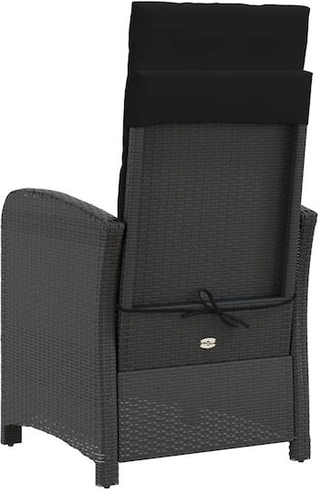 Bistro Garden & Outdoor Furniture Set for Small Outdoor Spaces 3 Pieces Black with Pillows