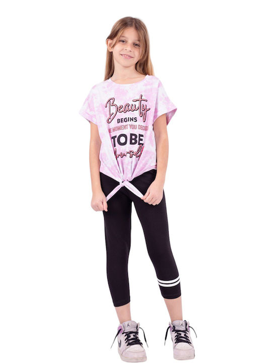 Εβίτα Kids Set with Leggings Summer 2pcs Pink