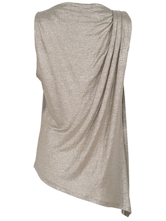 Pinko Women's Summer Blouse Sleeveless Drape GOLD