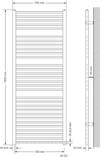 LuxeBath Elektrischer Handtuchhalter 900W 180x75cm Weiß