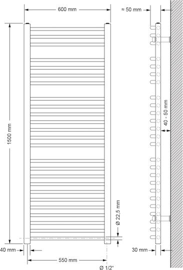 LuxeBath Ηλεκτρική Πετσετοκρεμάστρα 1200W 150x60cm Γκρι