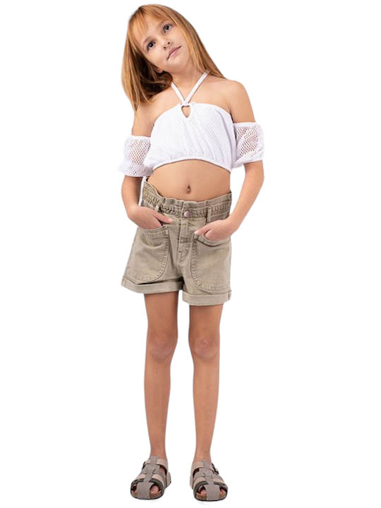 Παιδικό Crop Top Αμάνικο Λευκό