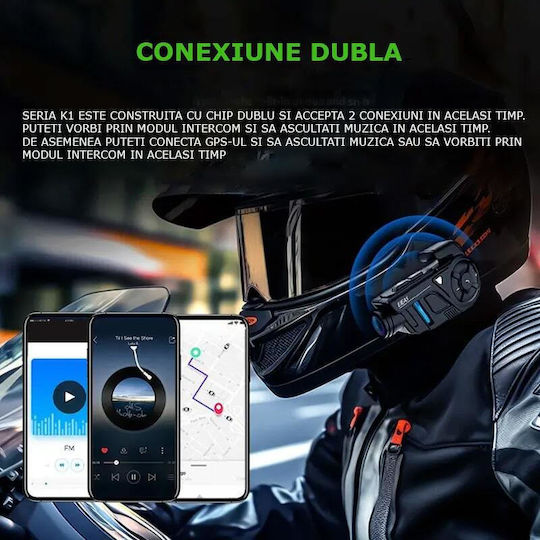 EJEAS K1 Einzelne Gegensprechanlage für Motorradhelm mit Bluetooth & Kamera