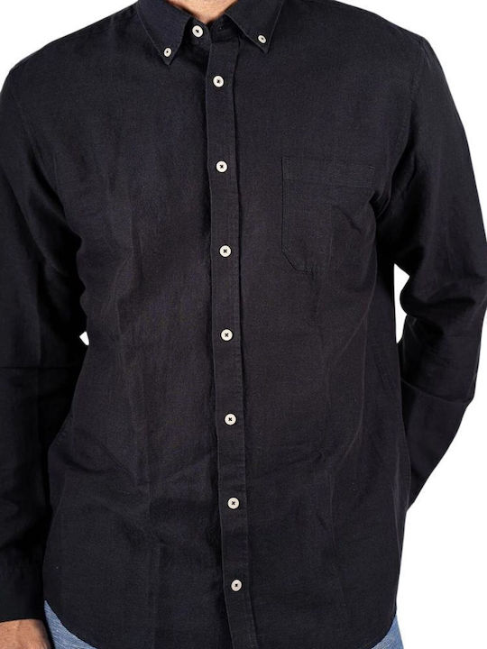 Langärmlig Leinen Hemd Dark Navy