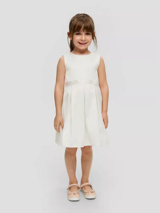 S.Oliver Mädchen Kleid Satin Off-white