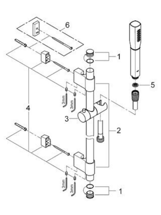 Grohe Στήλη Ντουζ χωρίς Μπαταρία Ασημί