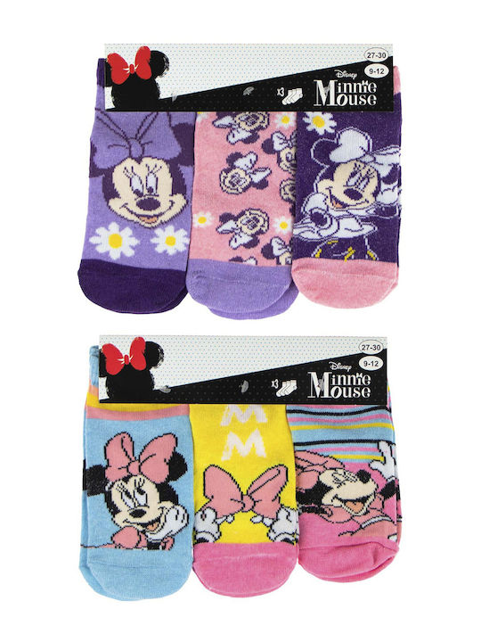 Disney Kids' Ankle Socks Purple 3 Pairs