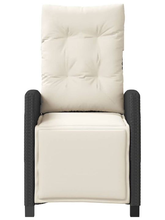Outdoor Chair Rattan Black with Cushion 1pcs 57x66x93cm.