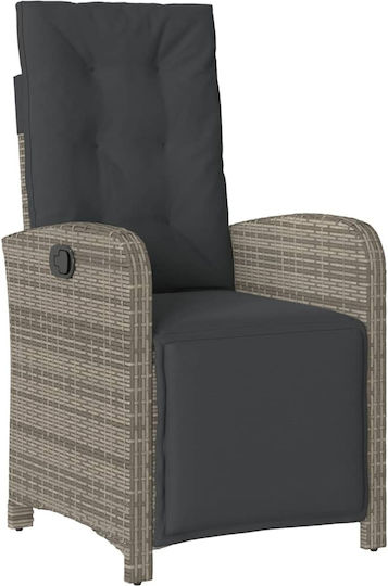 Outdoor-Stuhl Rattan Grey mit Kissen 2Stück 57x61x93εκ.