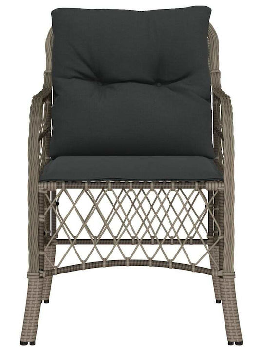 Scaun de exterior Rattan Gri cu pernă 2buc 48x51x86cm