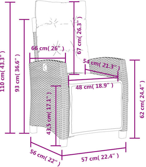 Outdoor-Stuhl Rattan Grey mit Kissen 57x66x93εκ.