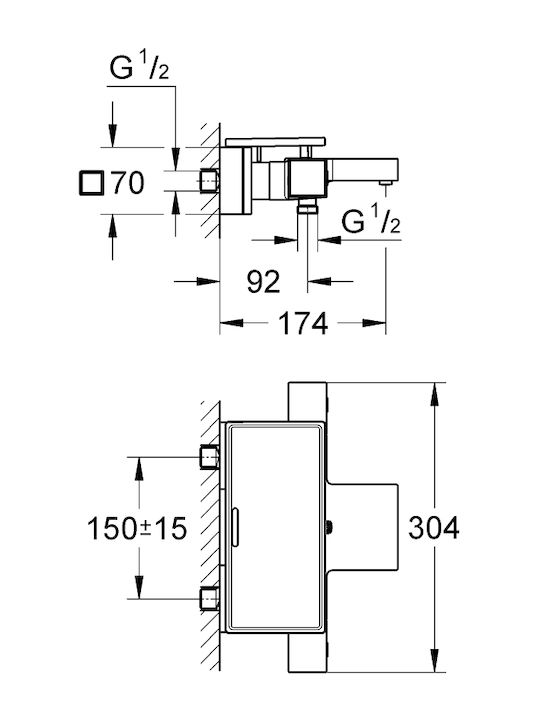 Grohe Grohtherm Cube Αναμεικτική Μπαταρία Μπανιέρας Λευκή Grohe Grohtherm Cube Αναμεικτική Μπαταρία Μπανιέρας Λευκή