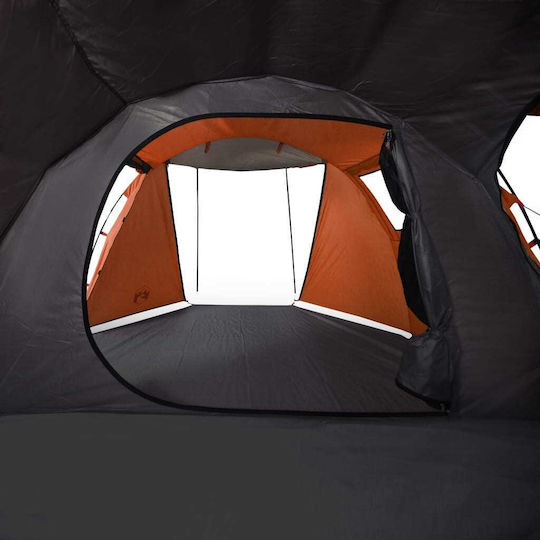 vidaXL Summer Camping Tunnel Tent Orange for 4 People 420x260x143cm