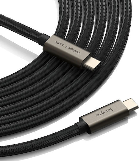 Ringke USB 3.2 Video Cable USB-C male - USB-C 240W PD Μαύρο 1m