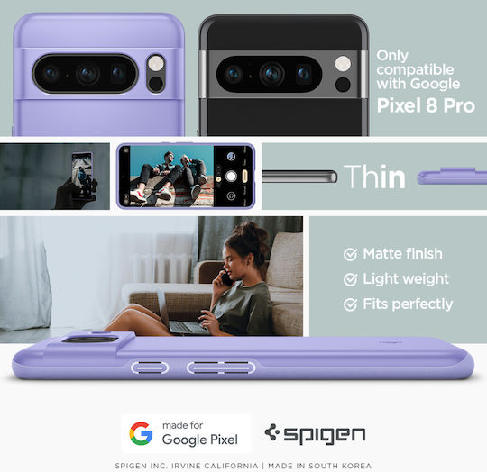 Spigen Thin Fit Back Cover Silicone Purple (Google Pixel 8 Pro)