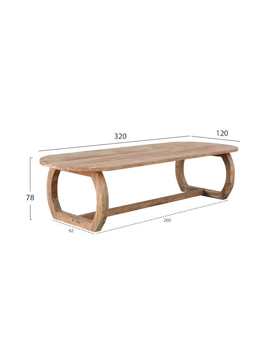 Τραπέζι Εξωτερικού Χώρου από Teak Φυσικό 320x120x78εκ.