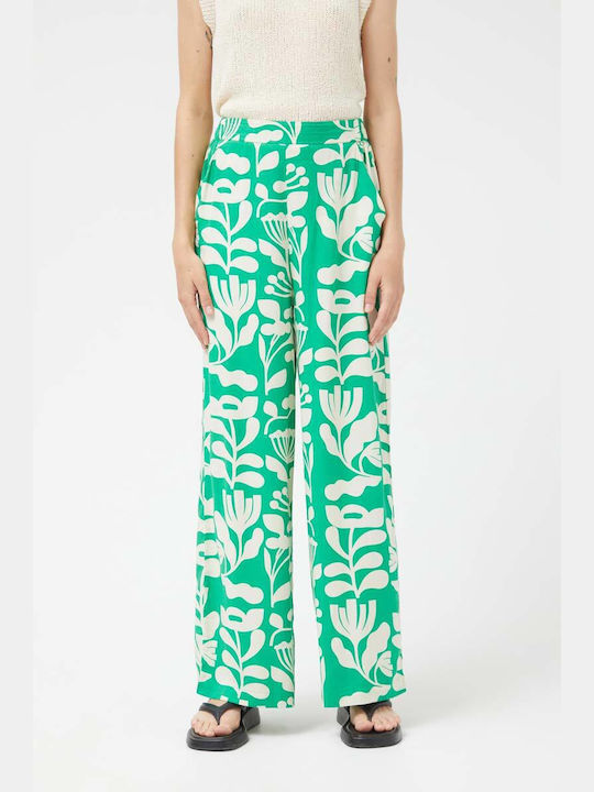 Compania Fantastica Women's High-waisted Fabric Trousers with Elastic Green