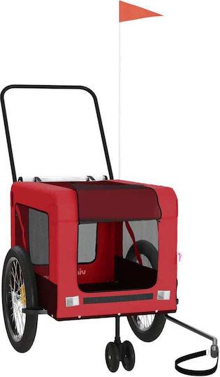 Vidaxl Τρέιλερ Ποδηλάτου Κατοικίδιων Κόκκινο Μαύρο Oxford/σίδηρος