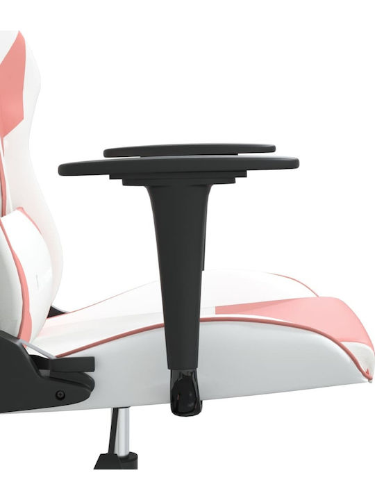 vidaXL 3143696 Scaun Gaming Din piele ecologică cu Brațe Reglabile White / Pink