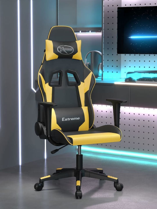 vidaXL 3143689 Καρέκλα Gaming Δερματίνης με Ρυθμιζόμενα Μπράτσα Μαύρο / Κίτρινο