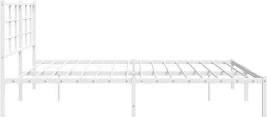 King Size Metal Bed White with Slats for Mattress 193x203cm