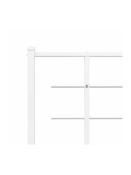 King Size Metal Bed White with Slats for Mattress 193x203cm