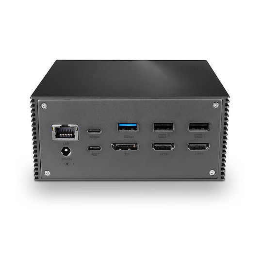 Lindy USB-C Docking Station with HDMI/DisplayPort 4K PD Ethernet and Support for 2 Monitors Black (43378)