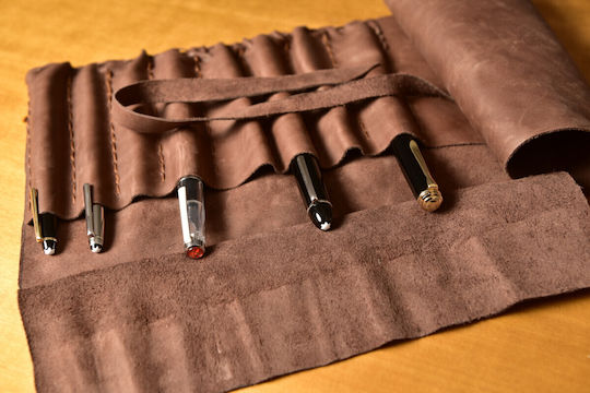 Leather Pen Holder Suitable for 9 Pens Multicolour