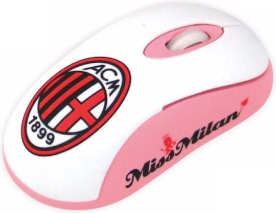 Techmade Ac Milan Official Ενσύρματο Εργονομικό Mini Ποντίκι Ροζ