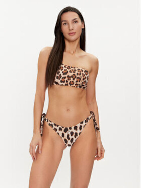 Fără bretele Top bikini Animal Print Beige